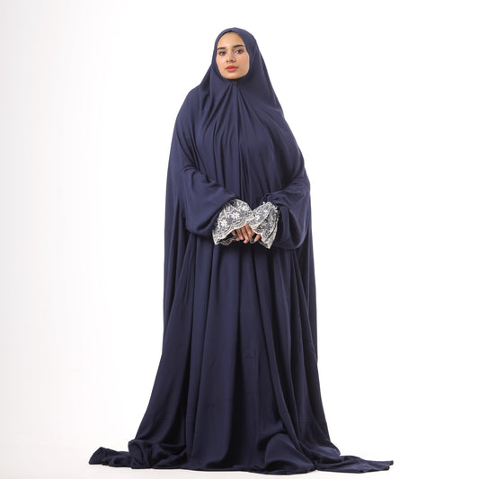 Women's Navy Blue Prayer Dress | Navy Blue Hijab Dress | Nouryhub