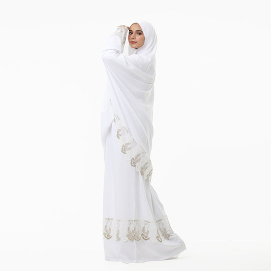 Prayer Dress Two Pieces Dantel White made of Viscose Fabric