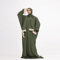 Prayer Dress Abaya Olive Prayer Dress One Piece With Headscarf Olive - Noury Hub