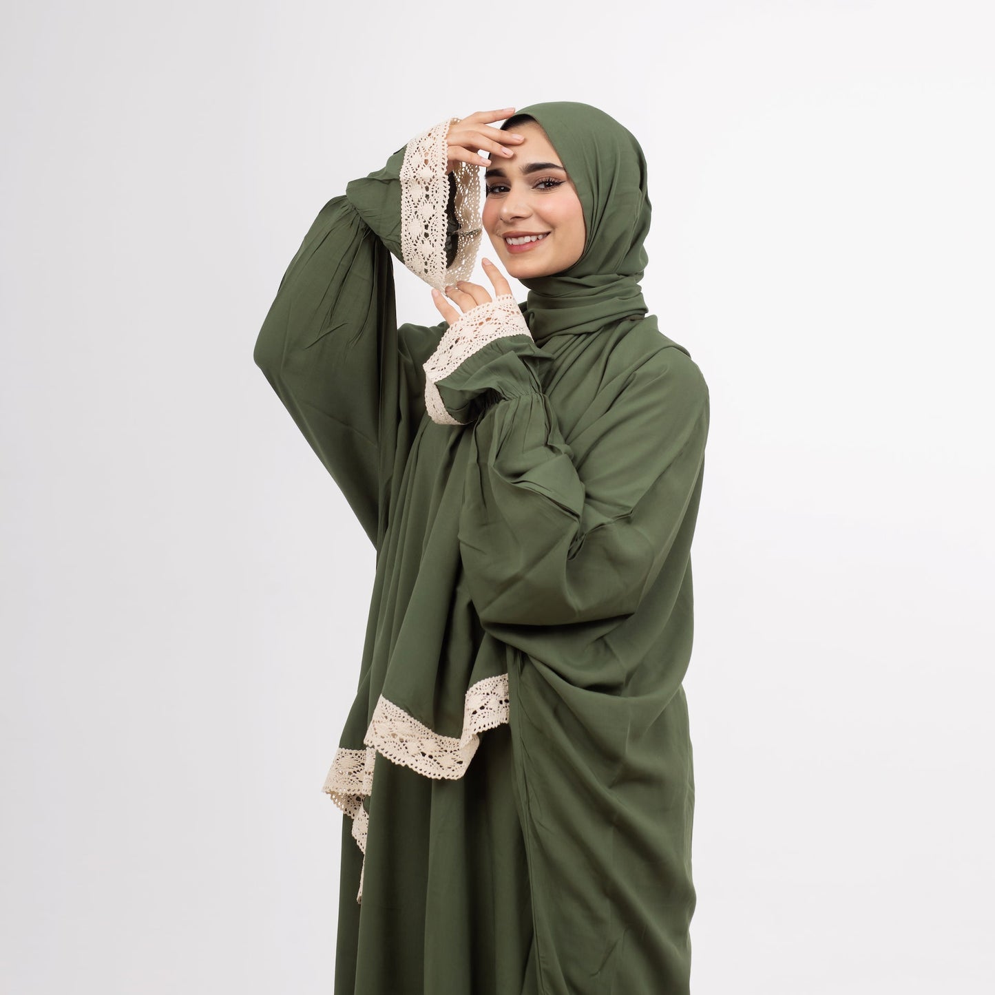 Prayer Dress Abaya Olive Prayer Dress One Piece With Headscarf Olive - Noury Hub