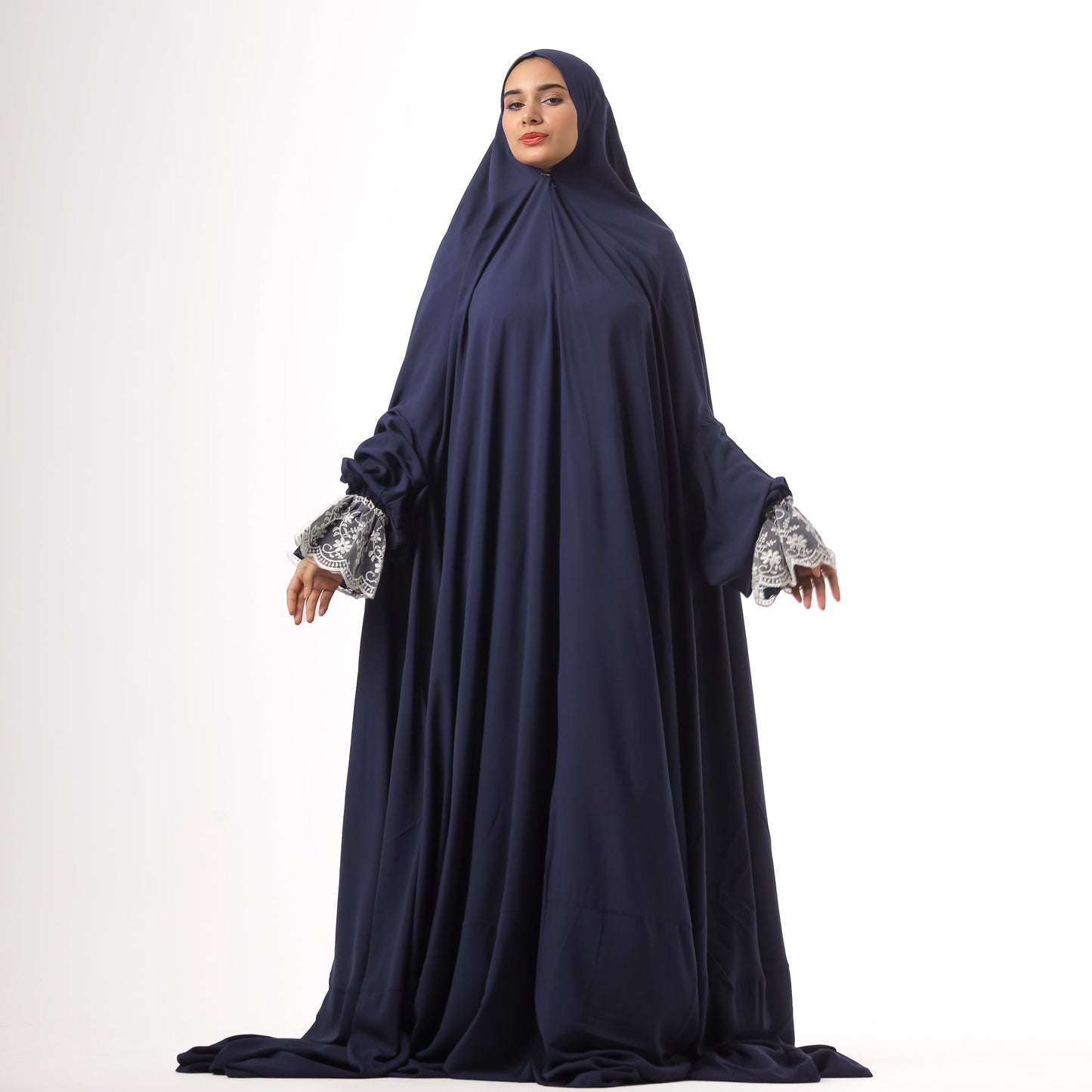 Prayer Dress One Piece Full Dress Navy Blue Abaya - Noury Hub
