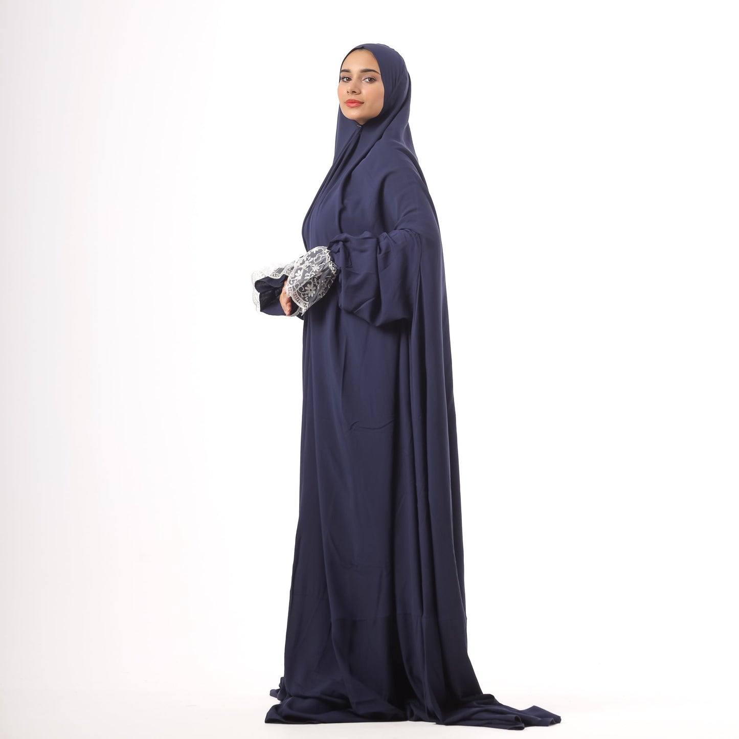 Prayer Dress One Piece Full Dress Navy Blue Abaya - Noury Hub
