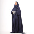 Prayer Dress One Piece Full Dress Navy Blue Abaya - Noury Hub
