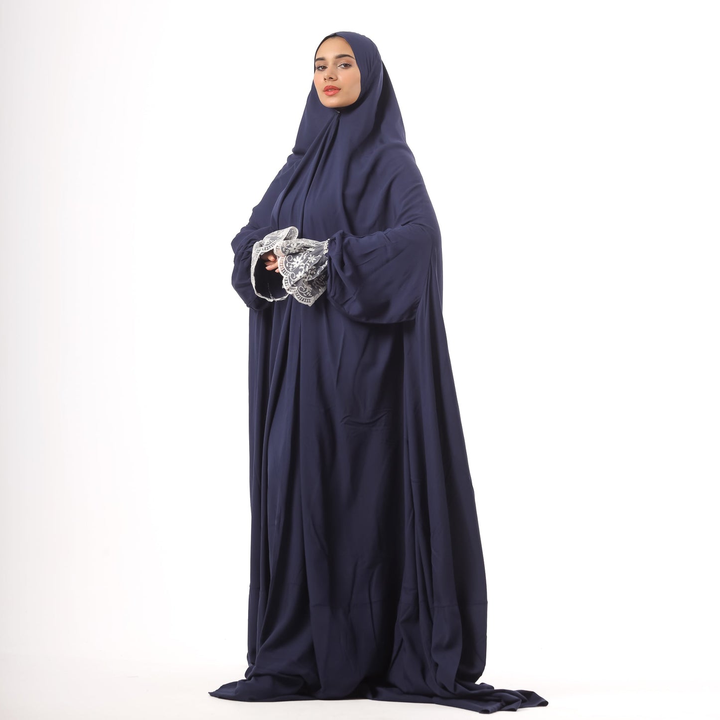 Prayer Dress One Piece Full Dress Navy Blue Abaya - Noury Hub