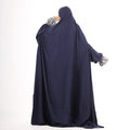 Prayer Dress One Piece Full Dress Navy Blue Abaya - Noury Hub