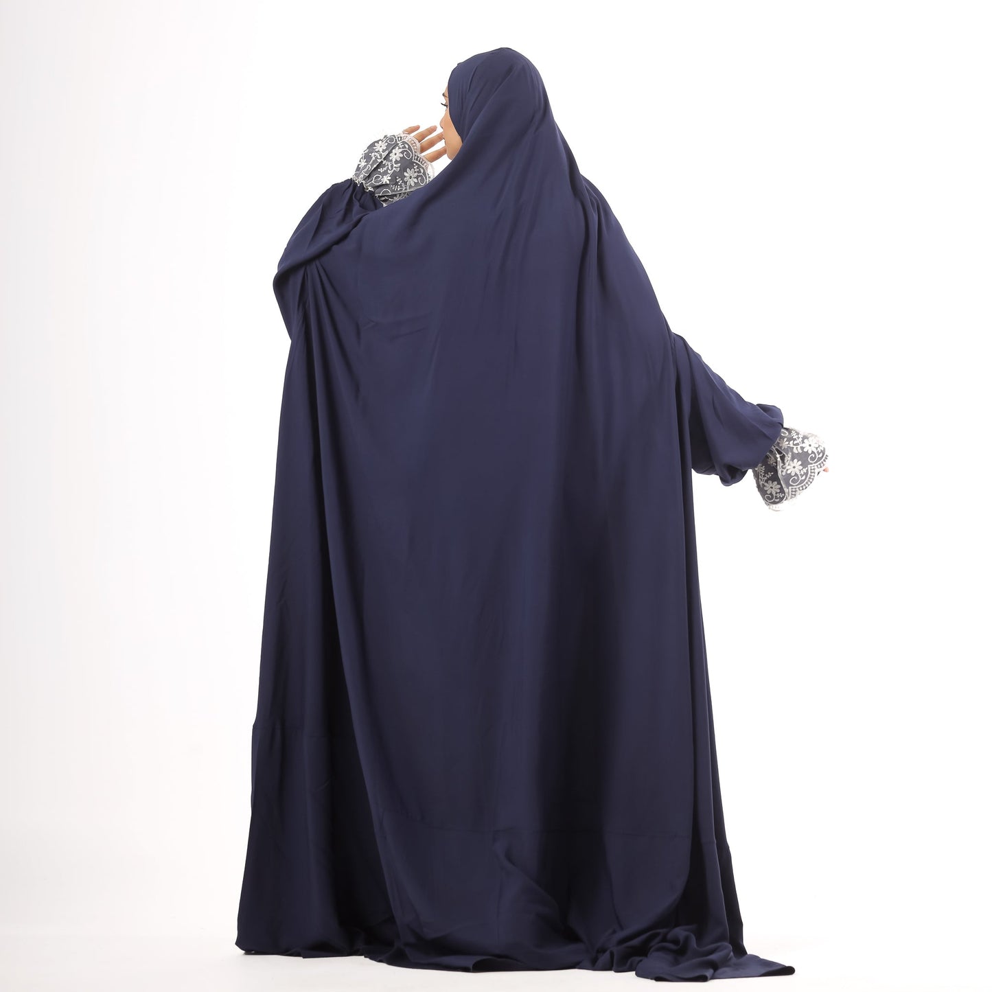 Prayer Dress One Piece Full Dress Navy Blue Abaya - Noury Hub