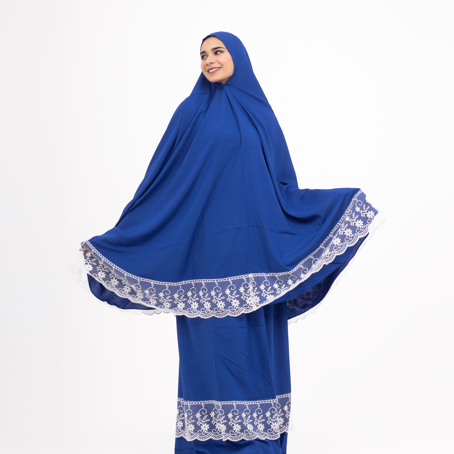 Prayer Dress Two Pieces Dantel Royal Blue - Noury Hub