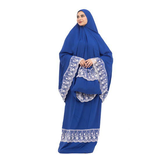Prayer Dress Two Pieces Dantel Royal Blue - Noury Hub