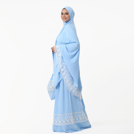 Prayer Dress Two Pieces Dantel Sky Blue - Noury Hub