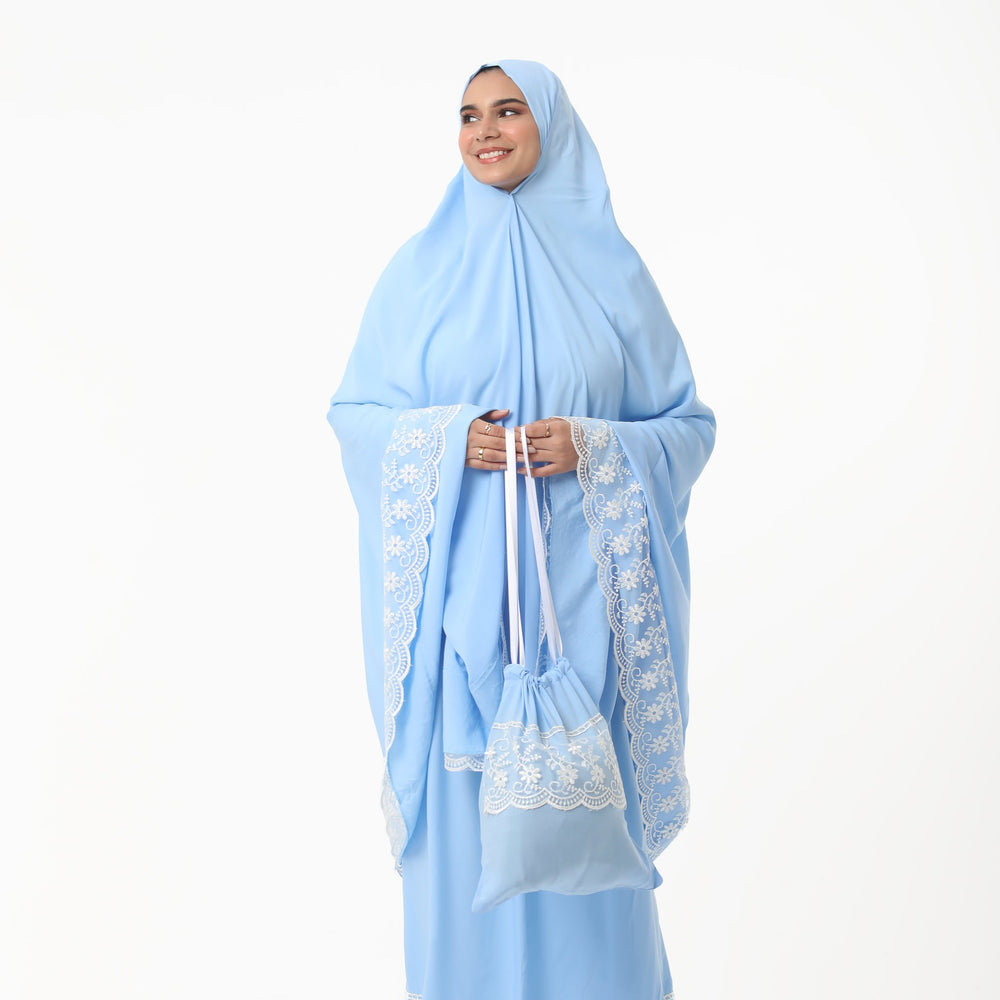 Prayer Dress Two Pieces Dantel Sky Blue - Noury Hub